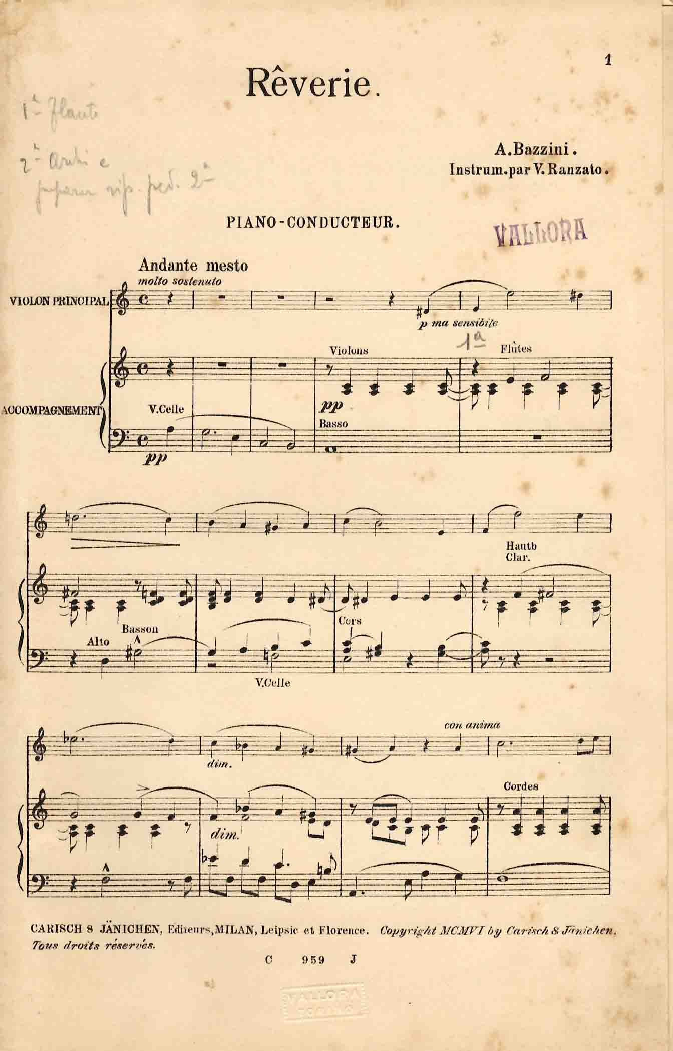 Reverie. Instrum. par V. Ranzato